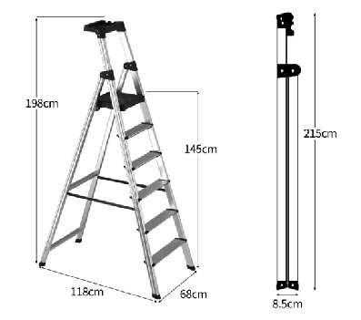 Folding aluminum ladder - 208 6 - 711391