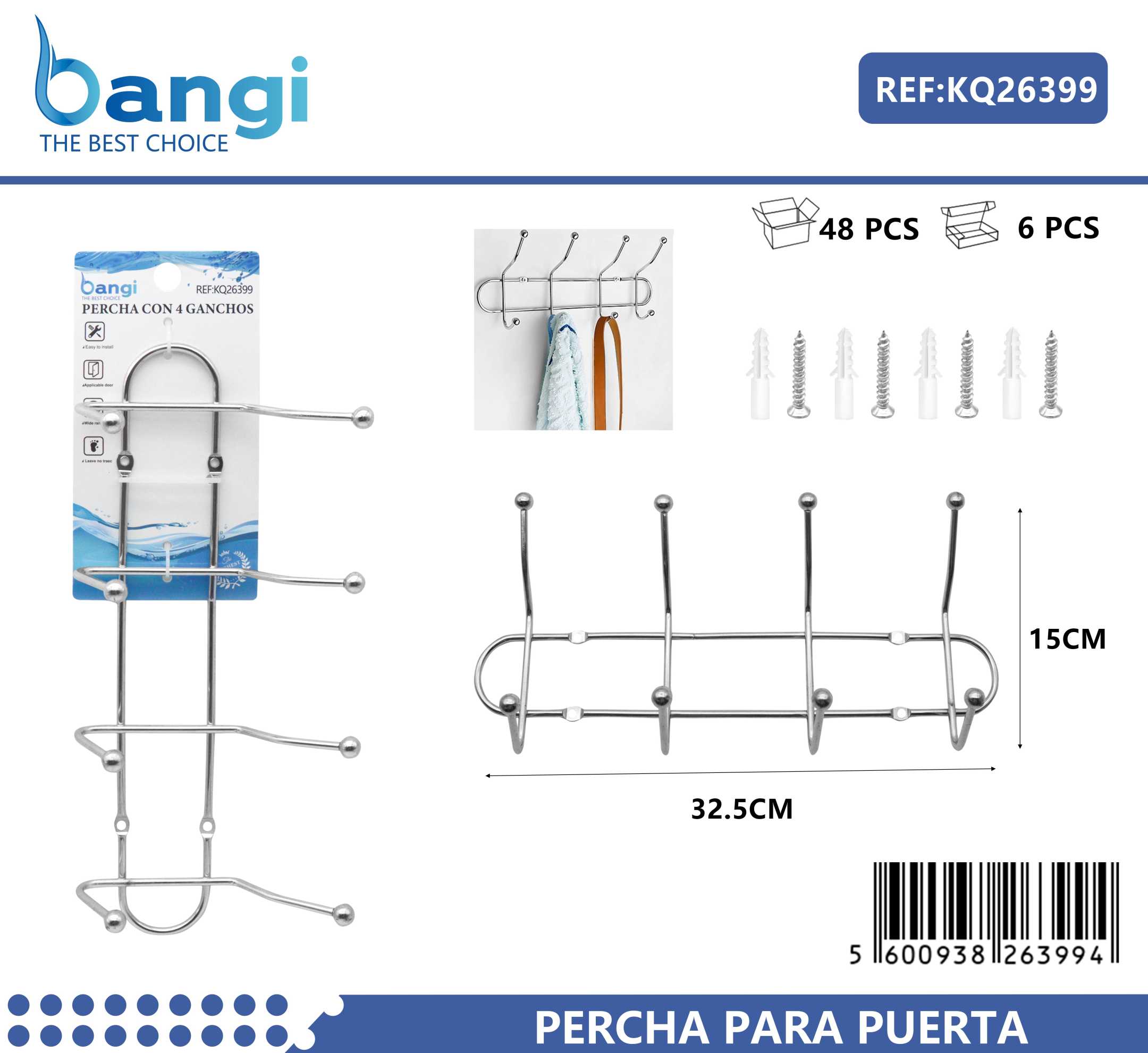 Metal wall hanger 4 places - 26399