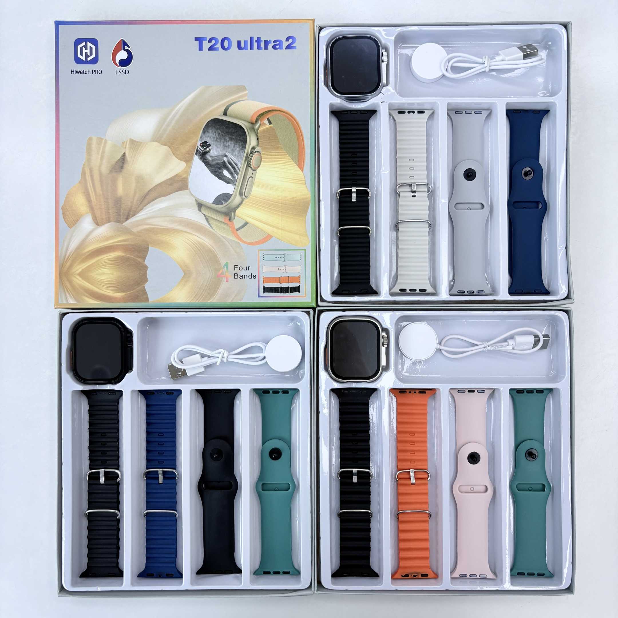 Σετ Smartwatch με 4 λουράκια - T20 UItra2 - 814208 - Grey