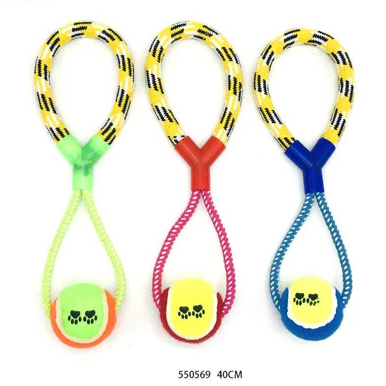 Παιχνίδι σκύλου σχοινί με μπάλα - 40cm - 12pcs - 550569