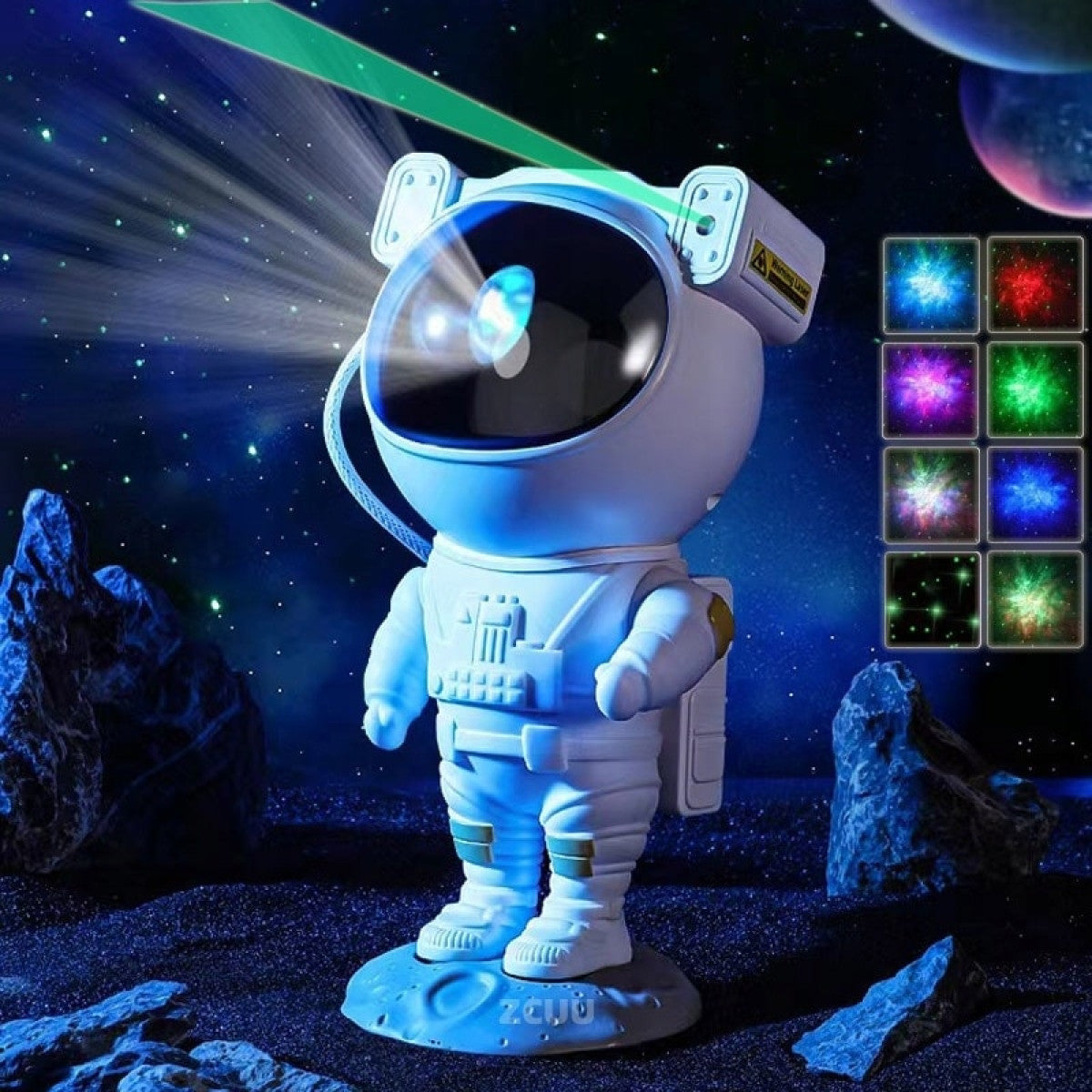 Αστροναύτης Επιτραπέζιο Διακοσμητικό Φωτιστικό Προβάλει Γαλαξίες και Αστέρια με Φωτισμό RGB Πολύχρωμο