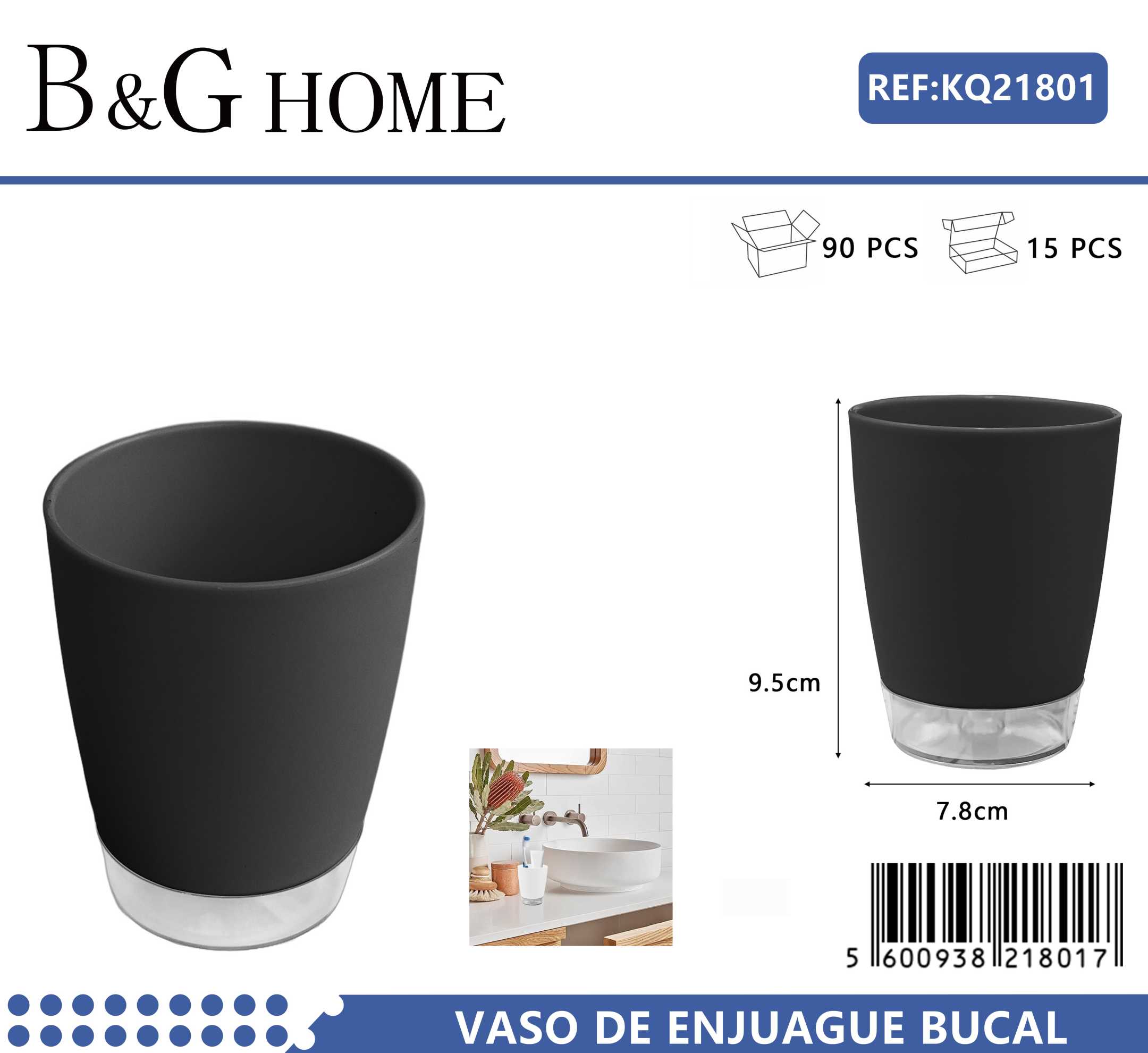 Θήκες οδοντόβουρτσας πλαστικές σε σετ 5Χ - Black - 21801