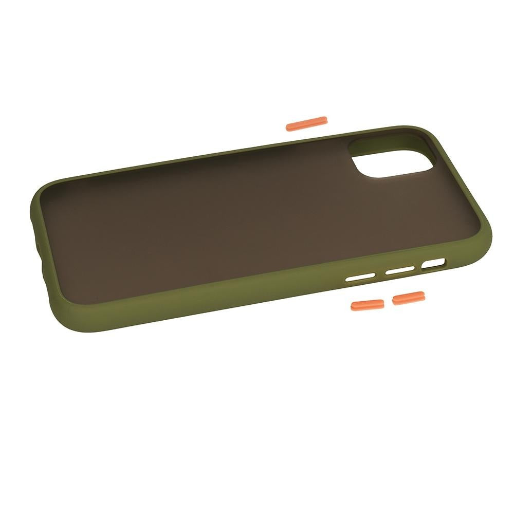 Θήκη iPhone 11 - Vennus Color Button - Λαδί / Πορτοκαλί Κουμπιά - iThinksmart.gr