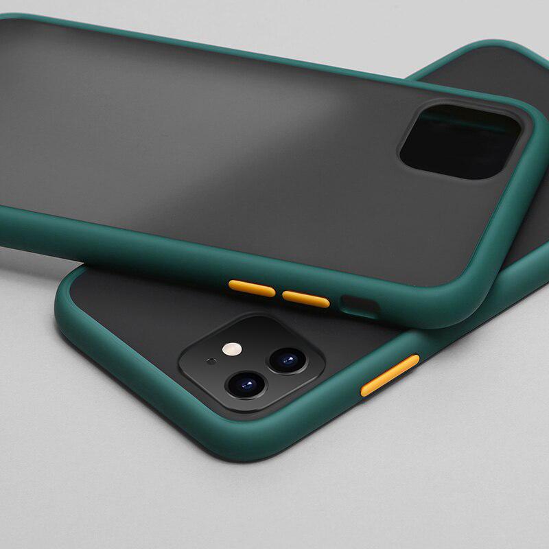 Θήκη iPhone 11 - Vennus Color Button - Σκούρο Πράσινο / Πορτοκαλί Κουμπιά - iThinksmart.gr