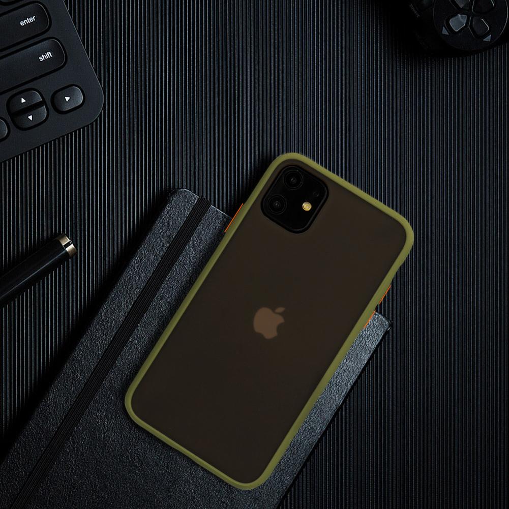 Θήκη iPhone 11 Pro - Vennus Color Button - Λαδί / Πορτοκαλί Κουμπιά - iThinksmart.gr