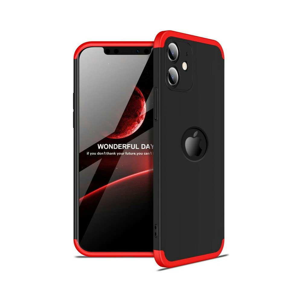 Θήκη iPhone 12 - GKK 360 Full Cover - Μαύρο / Κόκκινο (+Δώρο Τζαμάκι Οθόνης) - iThinksmart.gr