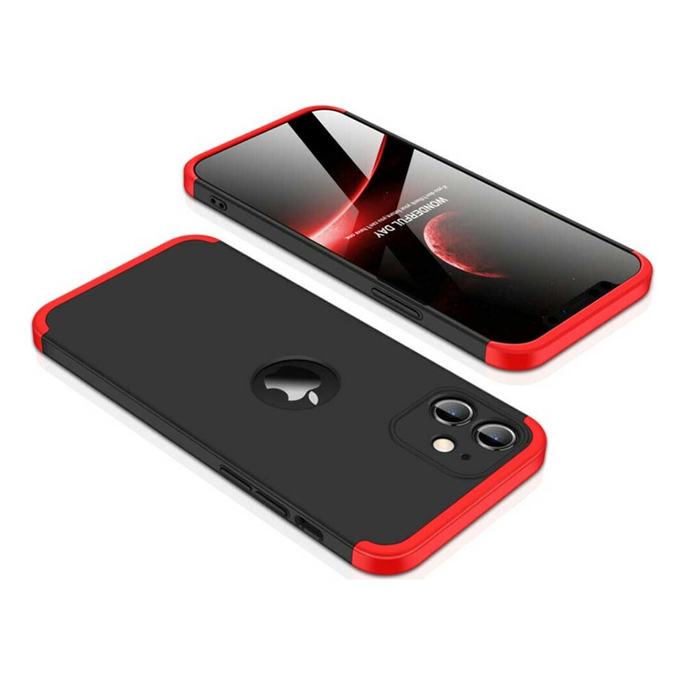 Θήκη iPhone 12 - GKK 360 Full Cover - Μαύρο / Κόκκινο (+Δώρο Τζαμάκι Οθόνης) - iThinksmart.gr