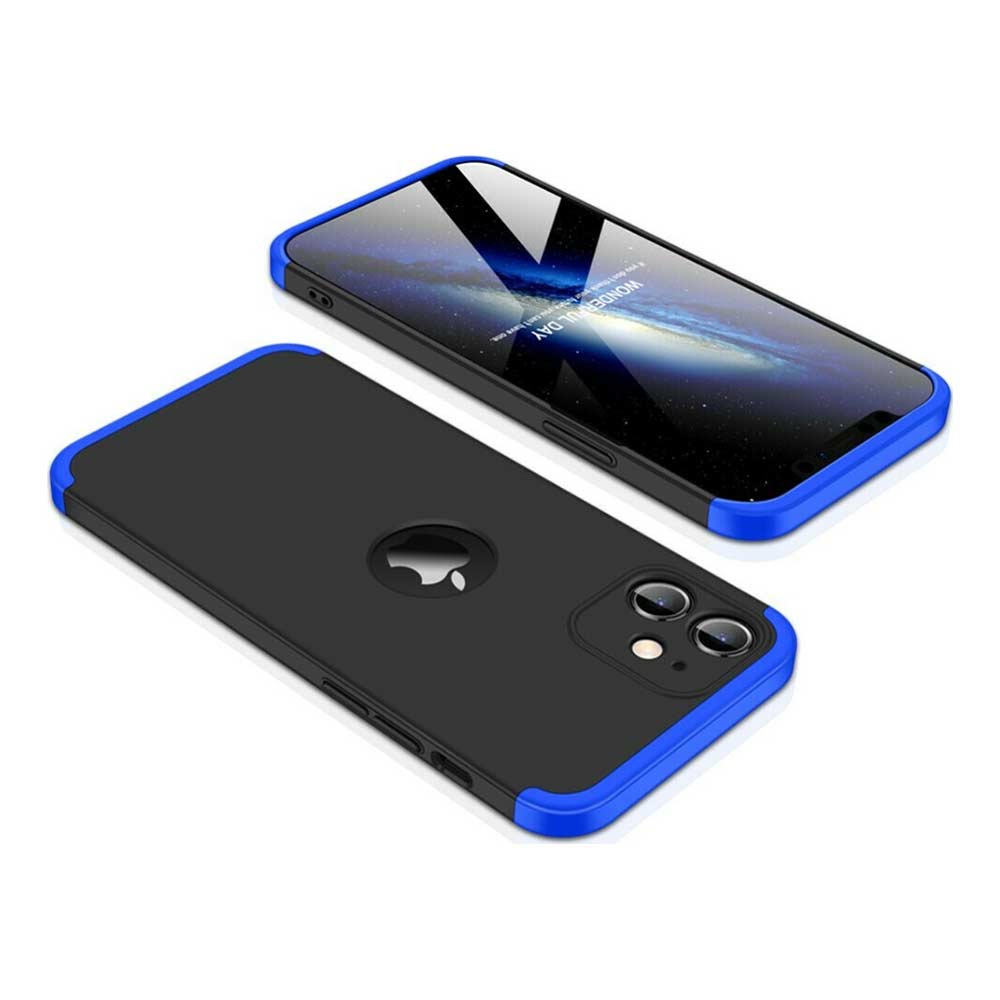 Θήκη iPhone 12 - GKK 360 Full Cover - Μαύρο / Μπλε (+Δώρο Τζαμάκι Οθόνης) - iThinksmart.gr