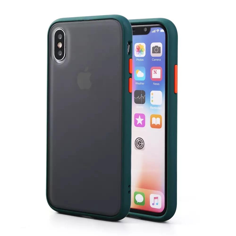 Θήκη iPhone XR - Vennus Color Button - Σκούρο Πράσινο / Πορτοκαλί Κουμπιά - iThinksmart.gr