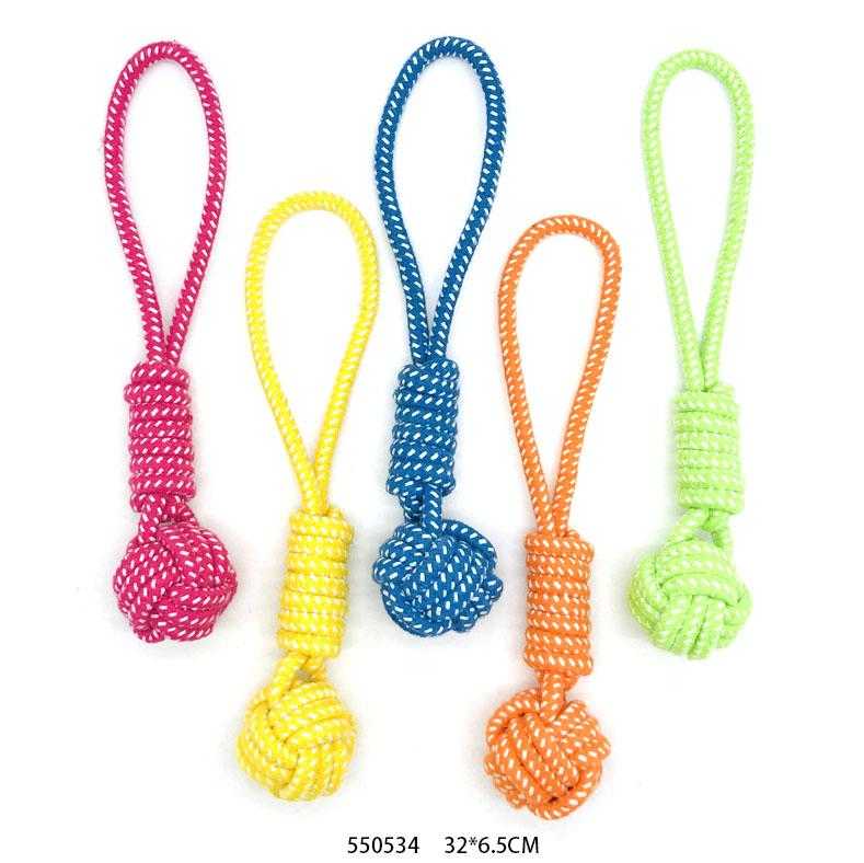 Rope dog toy with ball - 32cm - 550534