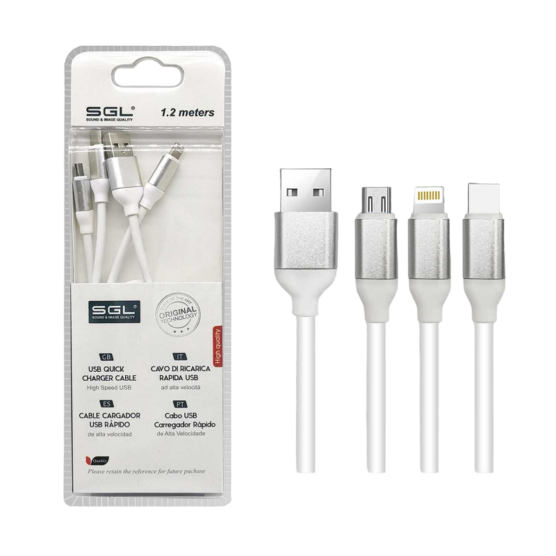 Charging &amp; data cable 3in1 - Fast Charge - FB3 - 1.2m - 099231