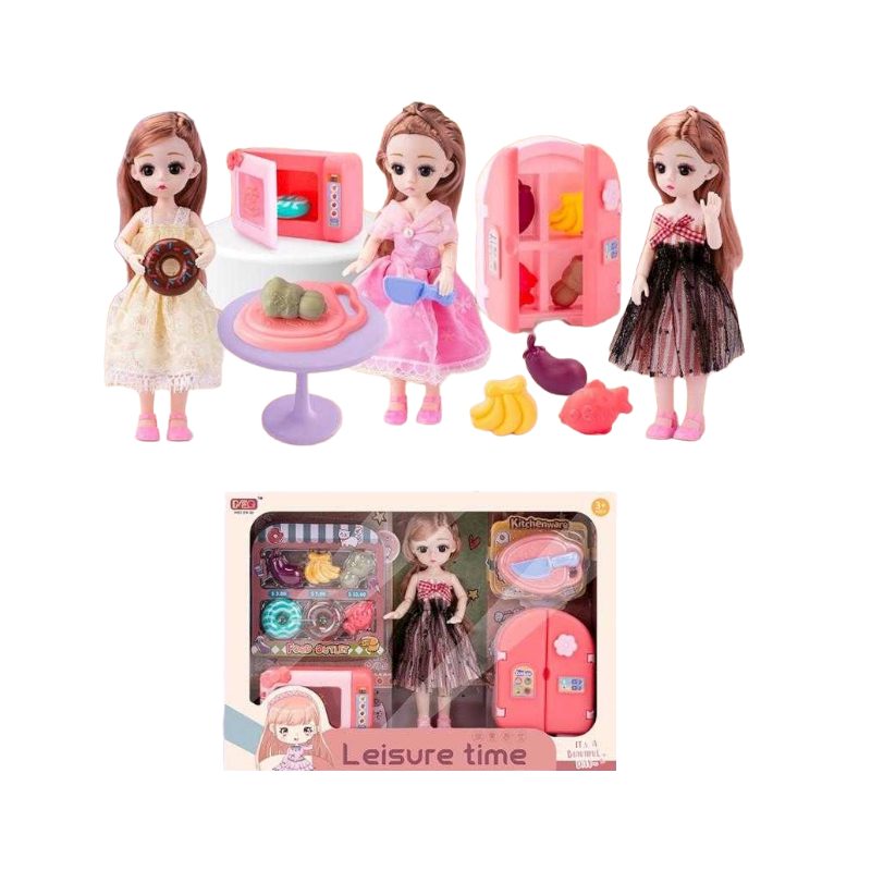 Doll set with cooking accessories - 195-6 - 130845
