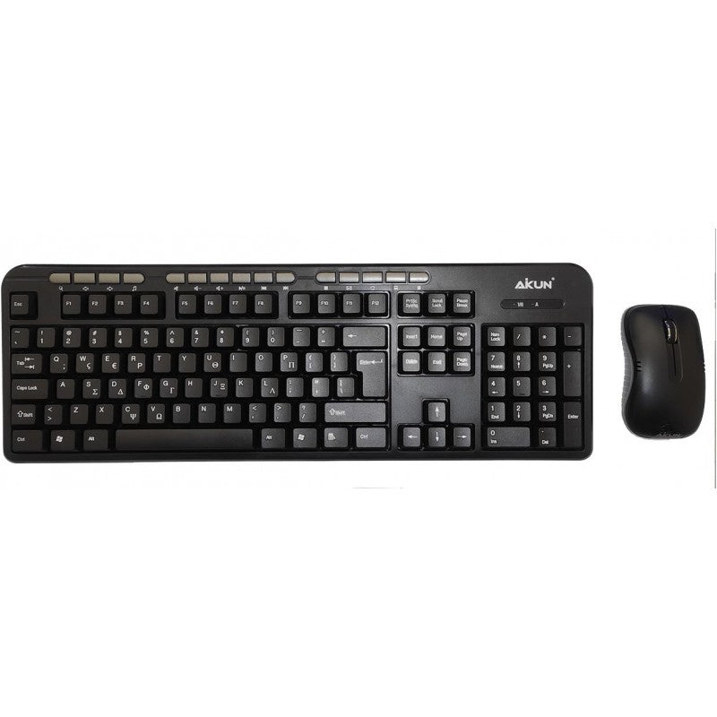 AIKUN BX2030 2.4GHz Wireless Keyboard &amp; Mouse Set with Greek Characters - Black