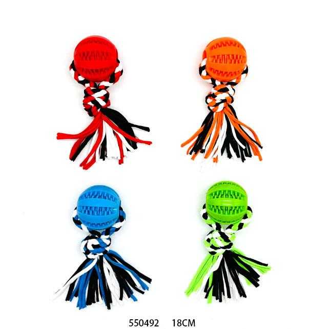 Fabric dog toy rope with chew ball - 18cm - 550492