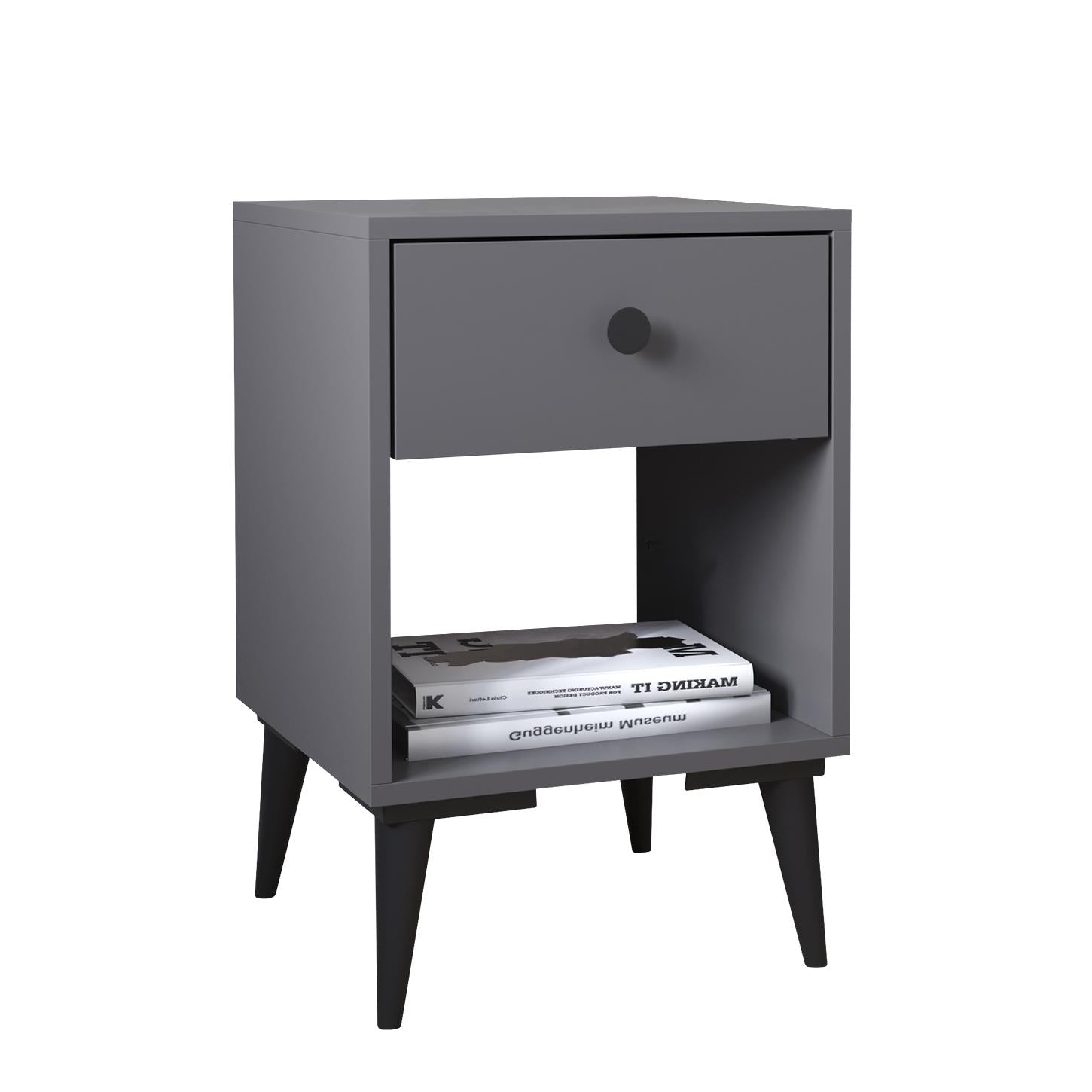 Κομοδίνο AMARI Ανθρακί Μοριοσανίδα 43x43x67.5cm - iThinksmart.gr
