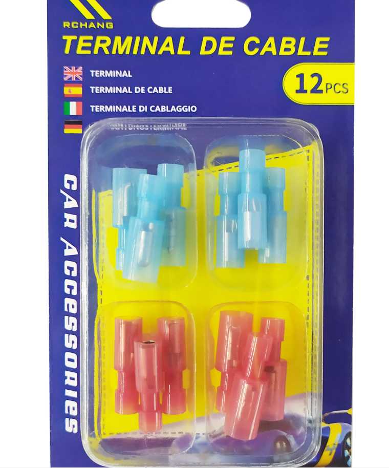 Set of cylindrical cable terminals - Male &amp; Female - 12pcs - 142894