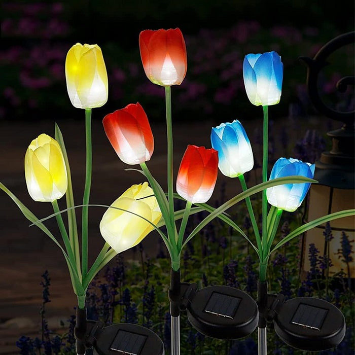 Φωτιζόμενα διακοσμητικά λουλούδια LED με ηλιακό πάνελ - 2pcs - 150296 - Red