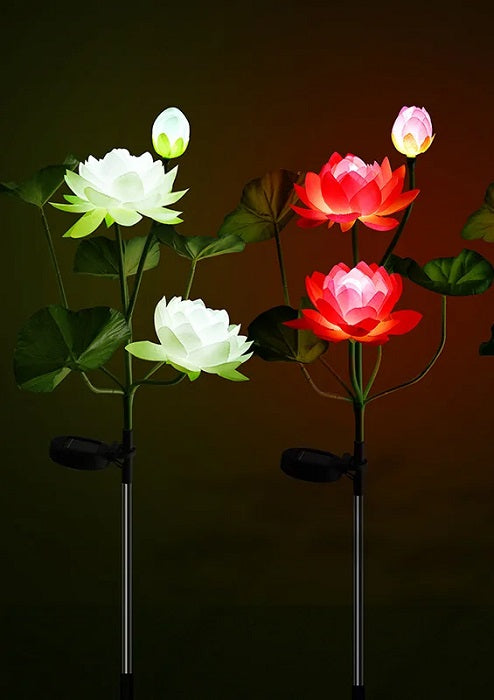 Φωτιζόμενα διακοσμητικά λουλούδια LED με ηλιακό πάνελ - 2pcs - 150371 - White