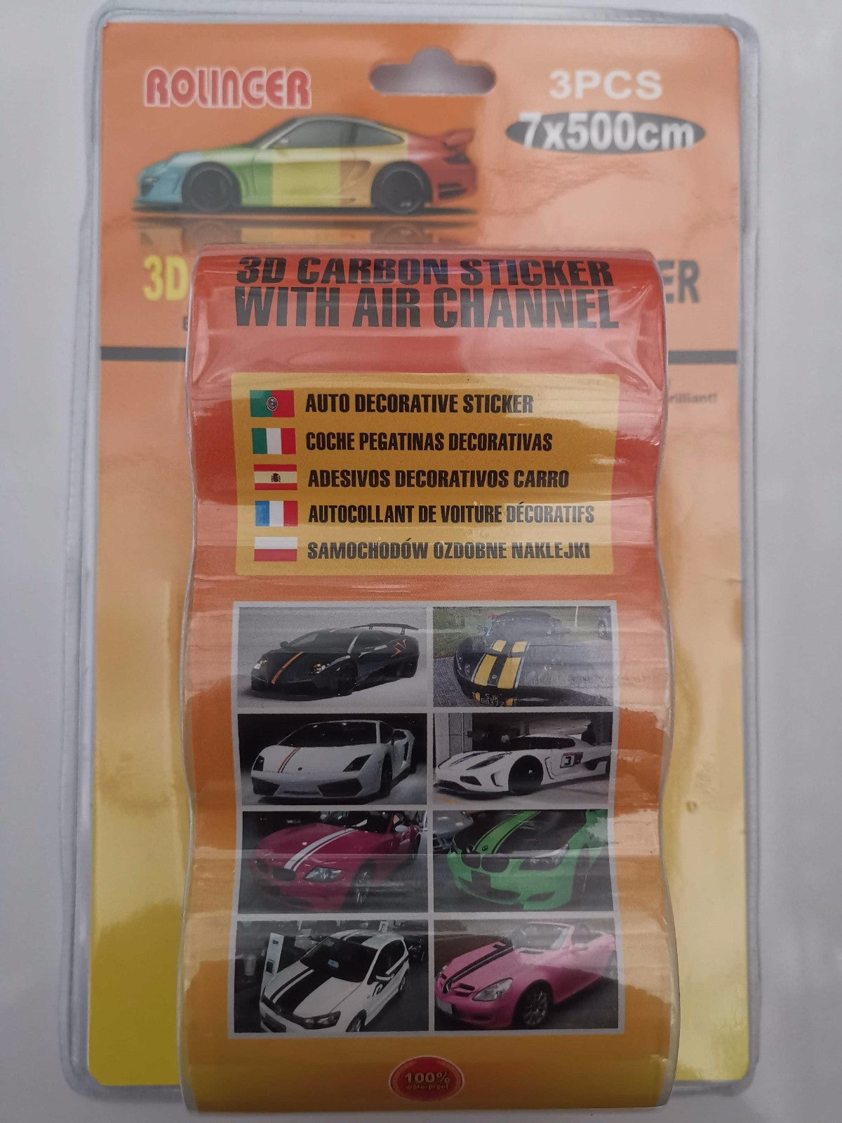 Carbon car stickers - 7x500cm - 239416 - Black