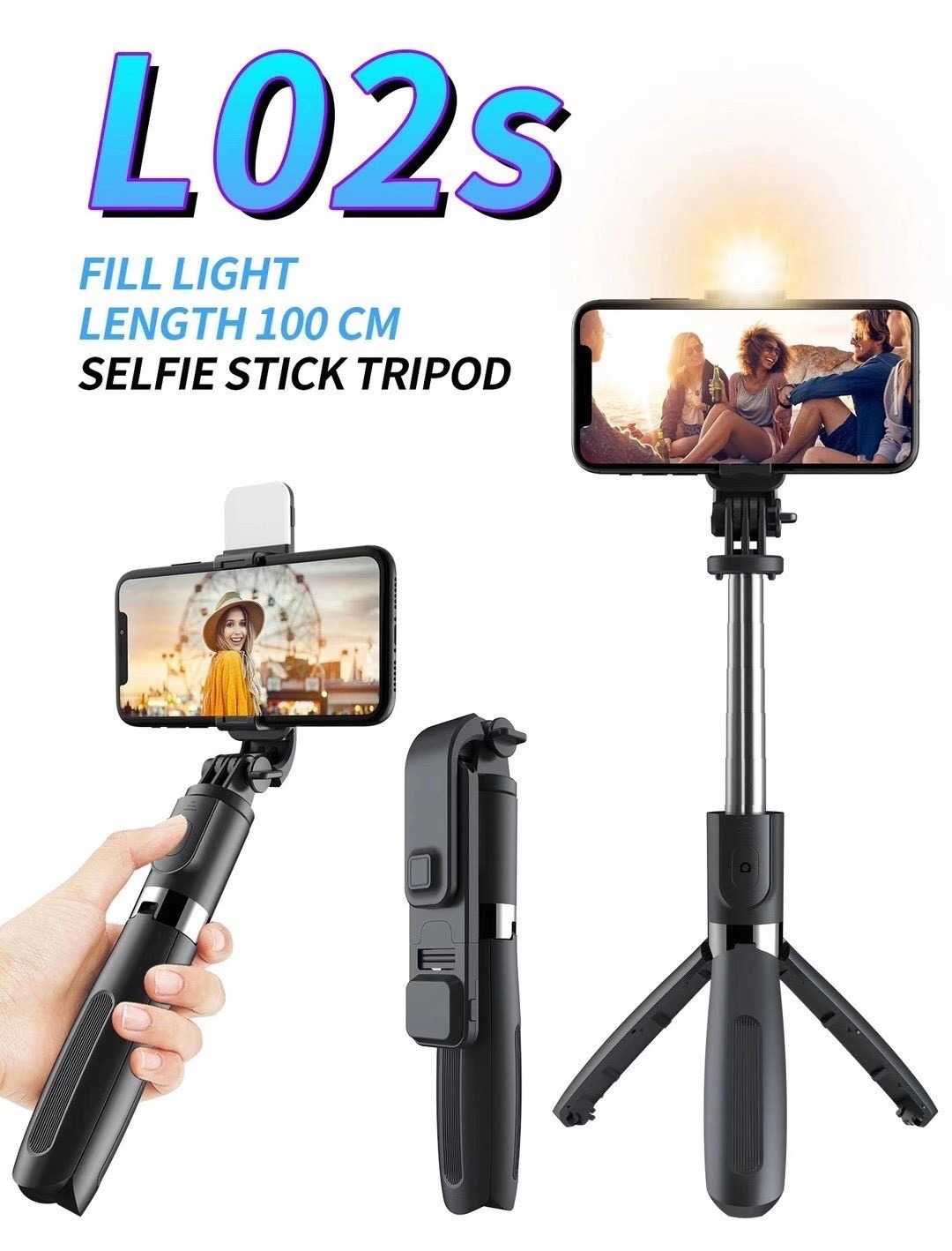 Selfie stick/stand tripod with lens - L02s - 882887 