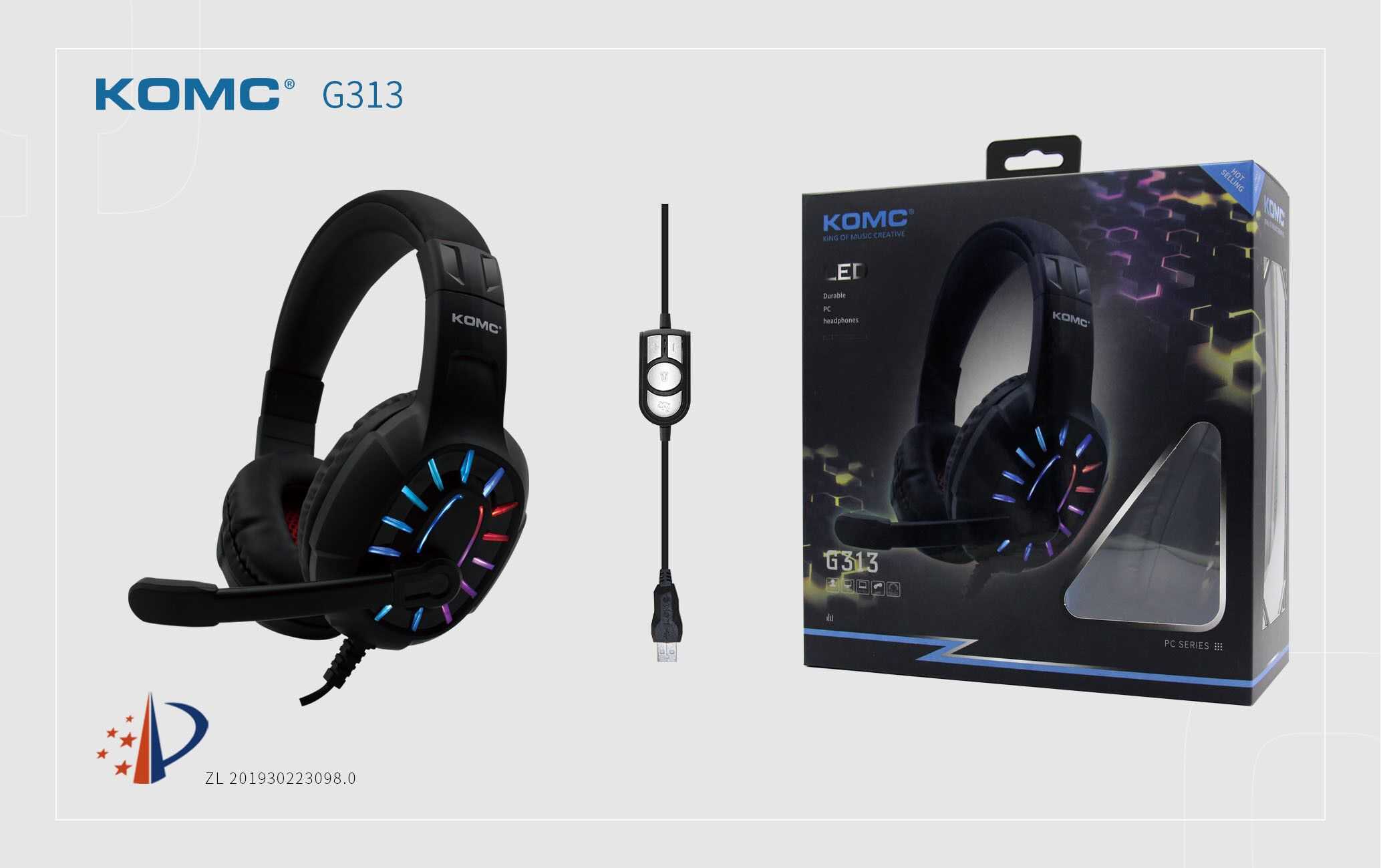 Wired Gaming Headphones - G-313 - KOMC - 302827 - Black 