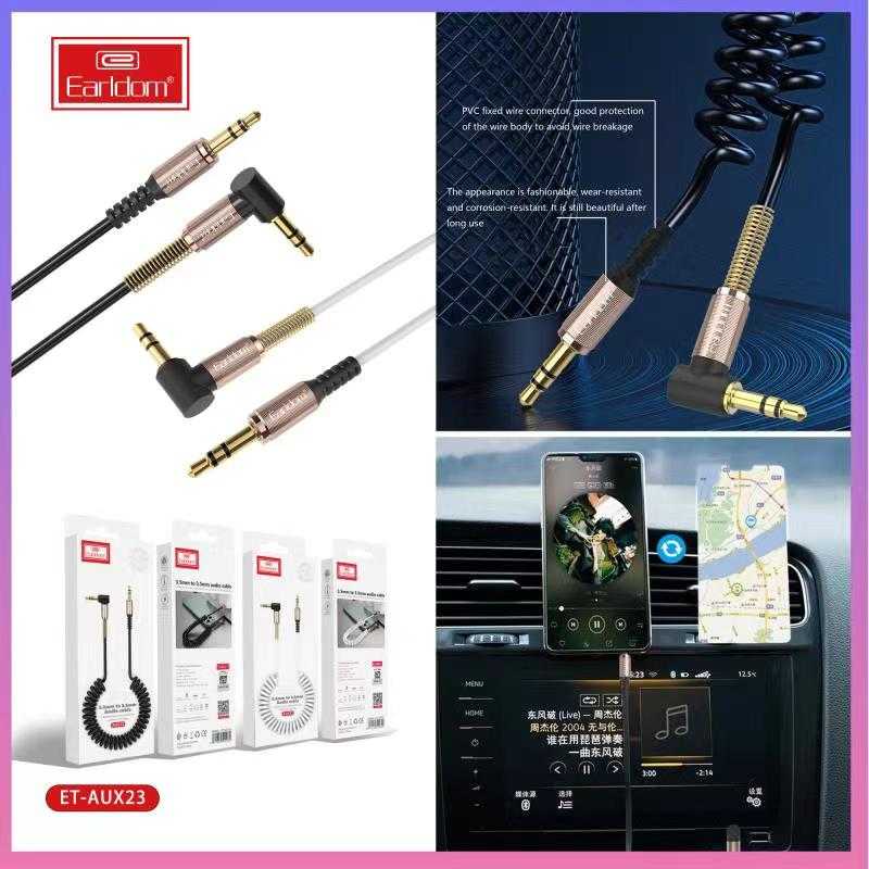 Spiral audio cable - ET-AUX23 - Jack 3.5mm - 880165 - Black