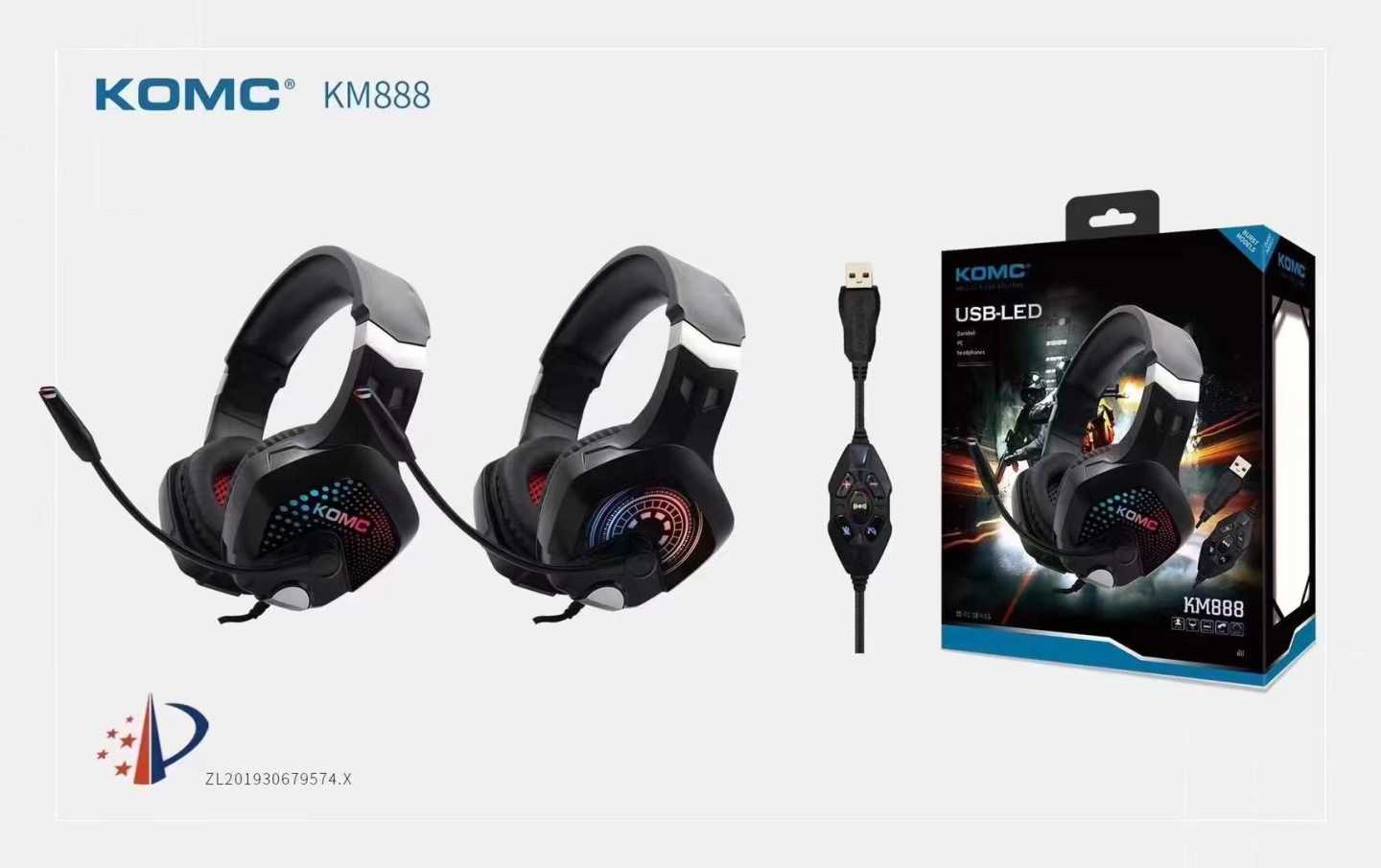 Wired Gaming Headphones - KM-888 - KOMC - 302872 - Black