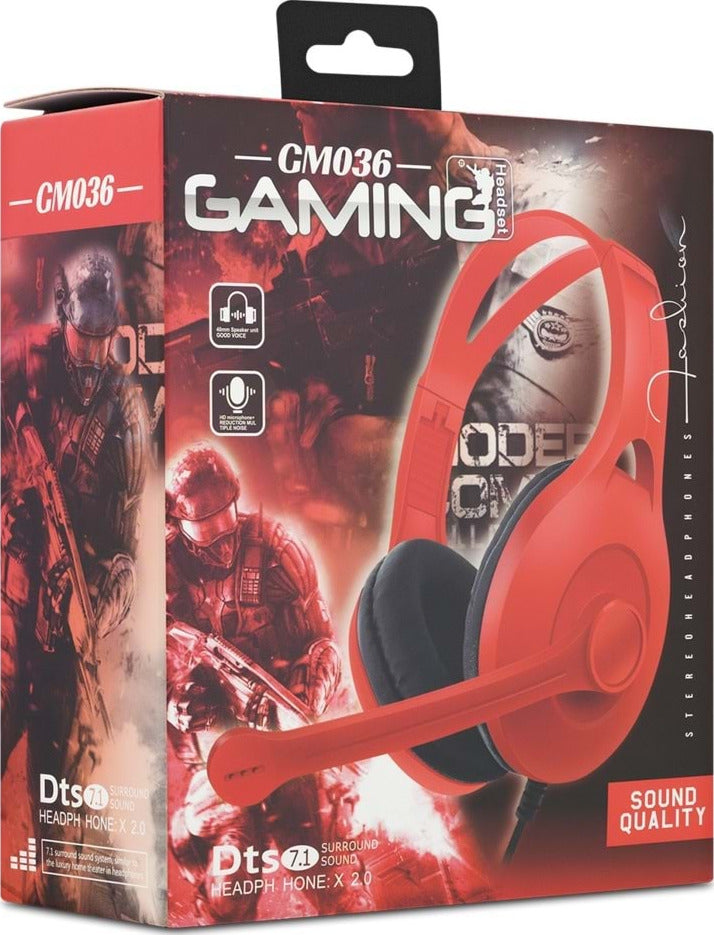 OEM Ακουστικά Κεφαλής Gaming Headset GM-036 με βύσμα 1x3.5mm - Κόκκινο