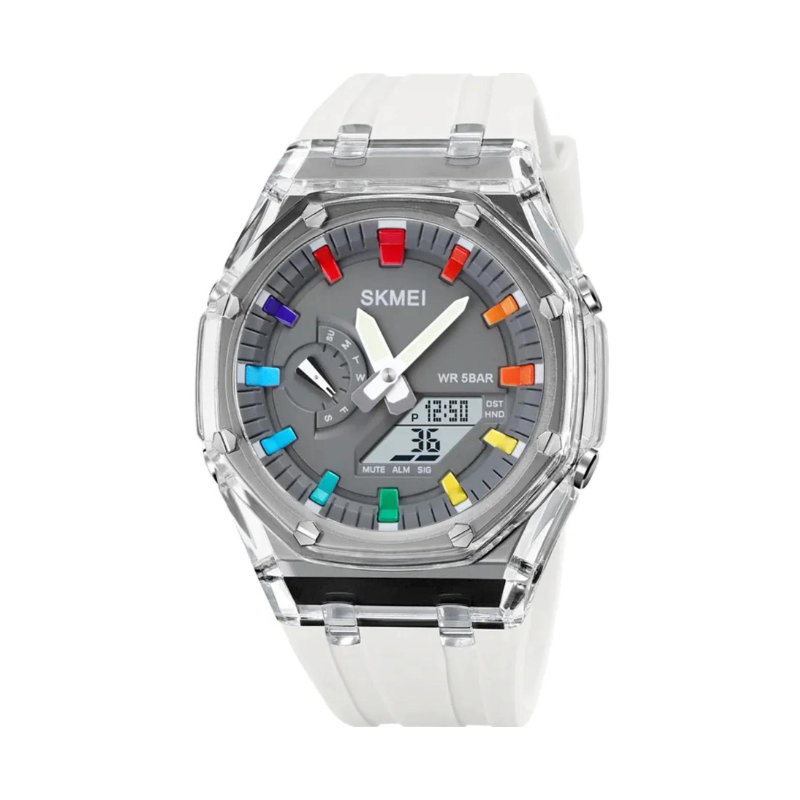 Ψηφιακό/αναλογικό ρολόι χειρός – Skmei - 2100 - White/Grey - iThinksmart.gr