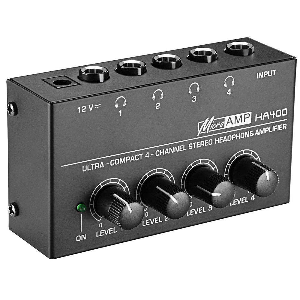 MicroAMP HA400 Portable 4-Channel Analog Headphone Amplifier with 6.3mm Jack