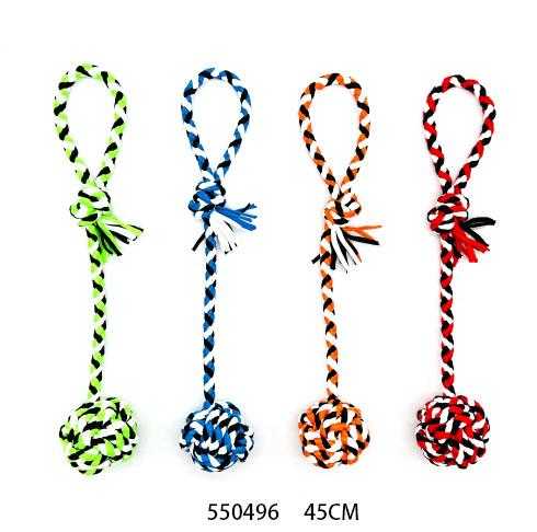 Fabric rope dog toy with ball - 45cm - 550496