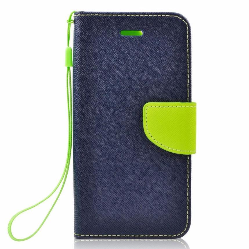 Θήκη Πορτοφόλι Fancy Book από Δερματίνη - Xiaomi Redmi Note 10 - Blue / Lime - iThinksmart.gr