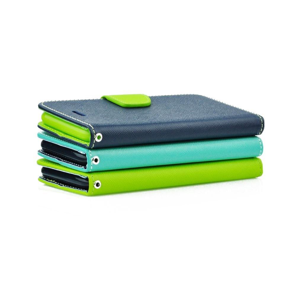 Θήκη Πορτοφόλι Fancy Book από Δερματίνη - Samsung Galaxy S6 (G920) - Μπλε / Lime - iThinksmart.gr