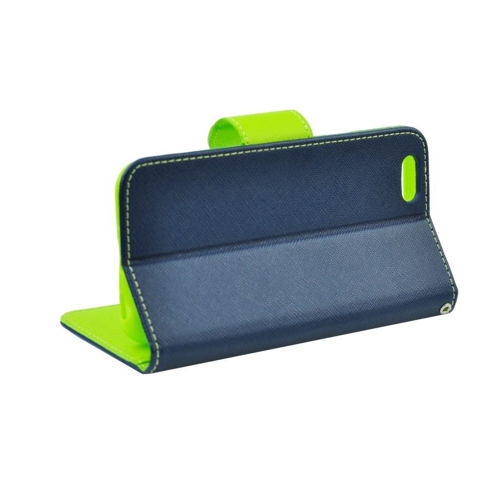Θήκη Πορτοφόλι Fancy Book από Δερματίνη - iPhone 6/6s - Μπλε / Lime - iThinksmart.gr