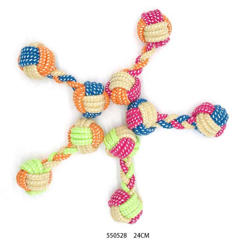 Rope dog toy with balls - 24cm - 550528