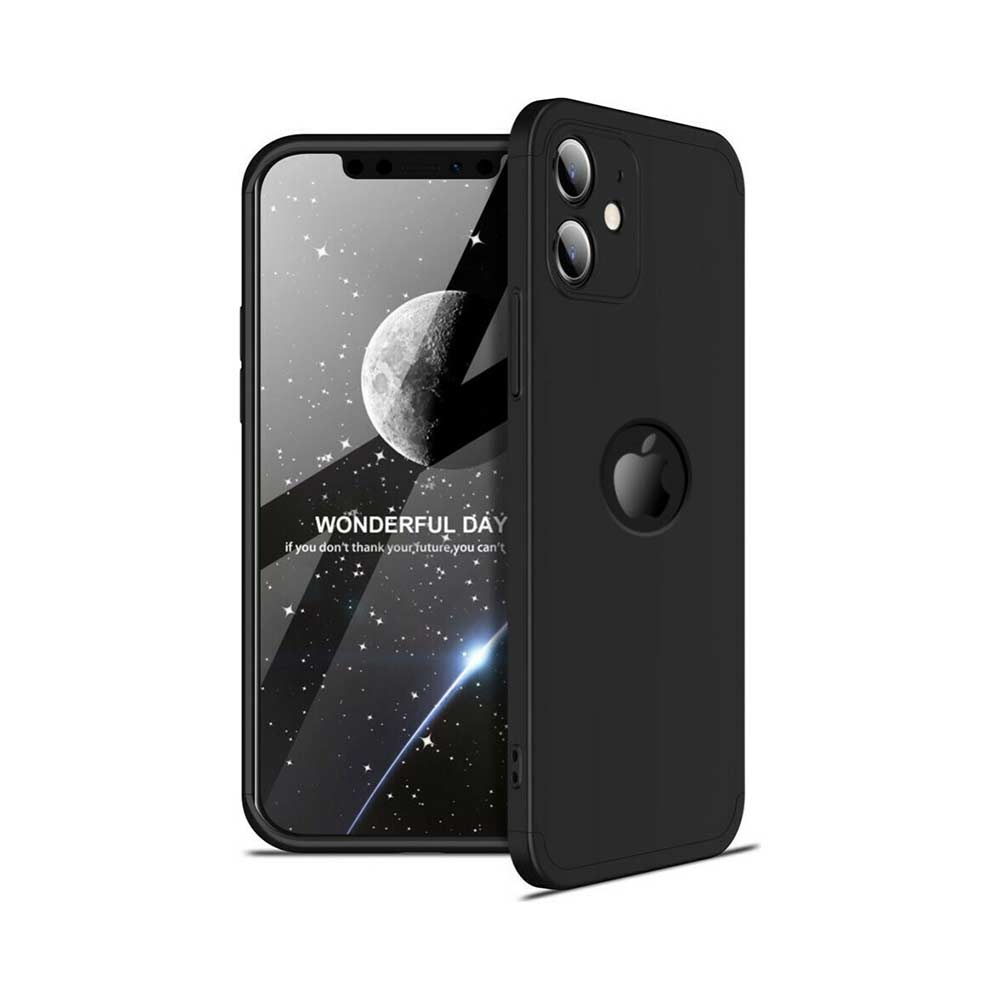 iPhone 12 Case - GKK 360 Full Cover - Black (+Screen Glass Gift)