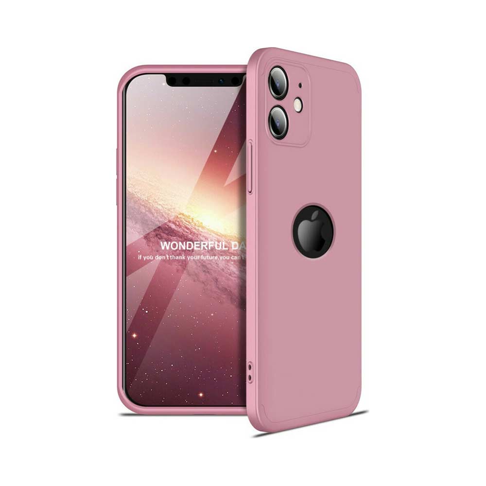 iPhone 12 Case - GKK 360 Full Cover - Pink (+Screen Glass Gift)