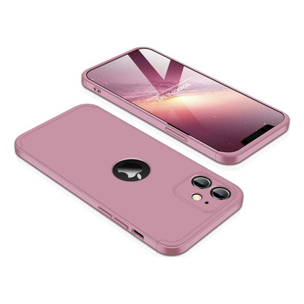 iPhone 12 Case - GKK 360 Full Cover - Pink (+Screen Glass Gift)