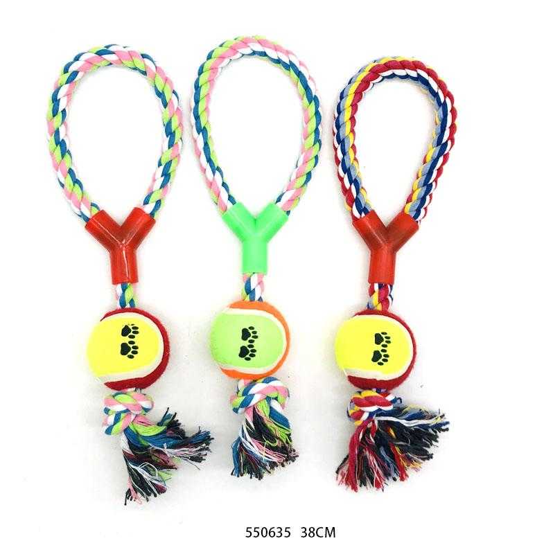Rope dog toy with ball - 38cm - 550635