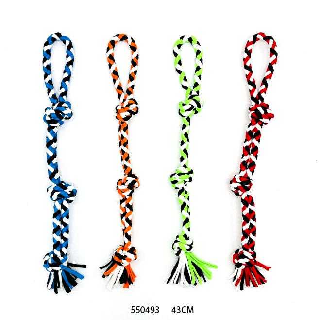Fabric dog toy rope with knots - 43cm - 550493