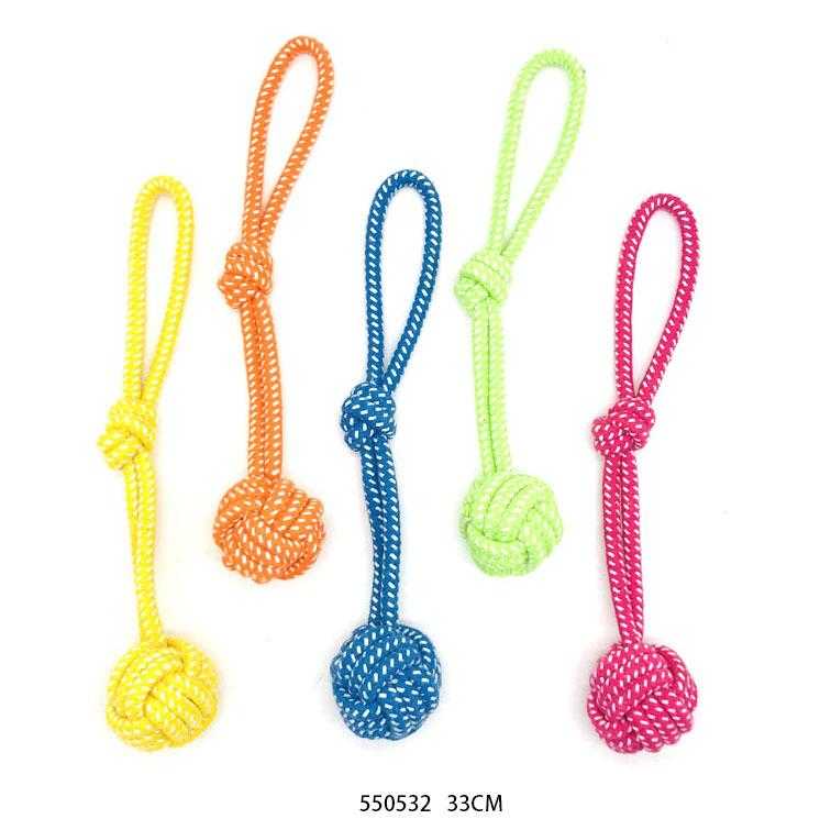 Rope dog toy with balls - 33cm - 550532