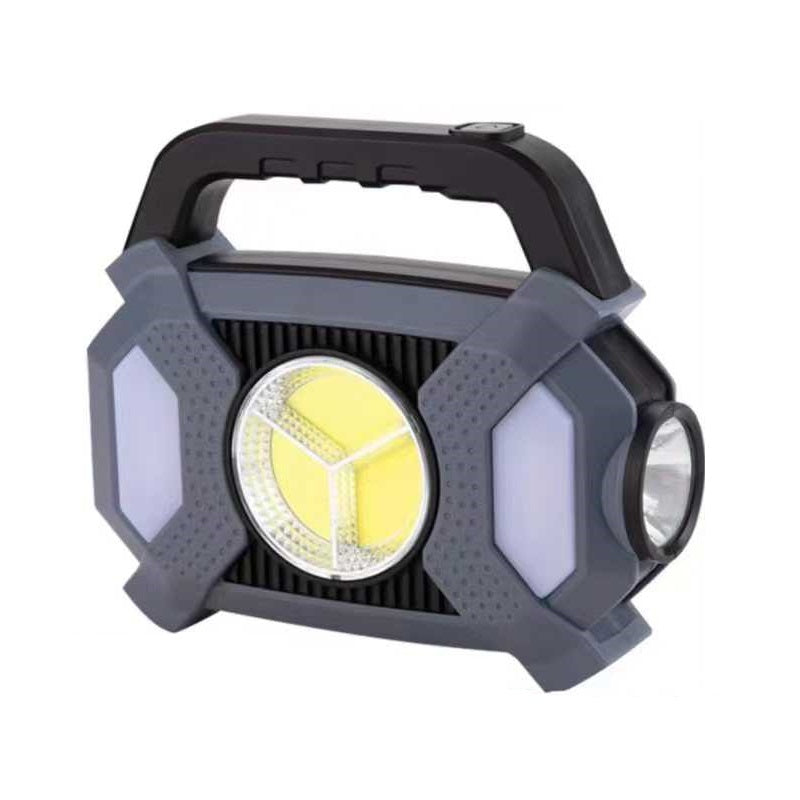Rechargeable LED flashlight with solar panel - 7678A - 706546 - Gray