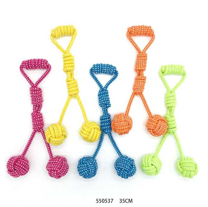 Rope dog toy with balls - 35cm - 550538