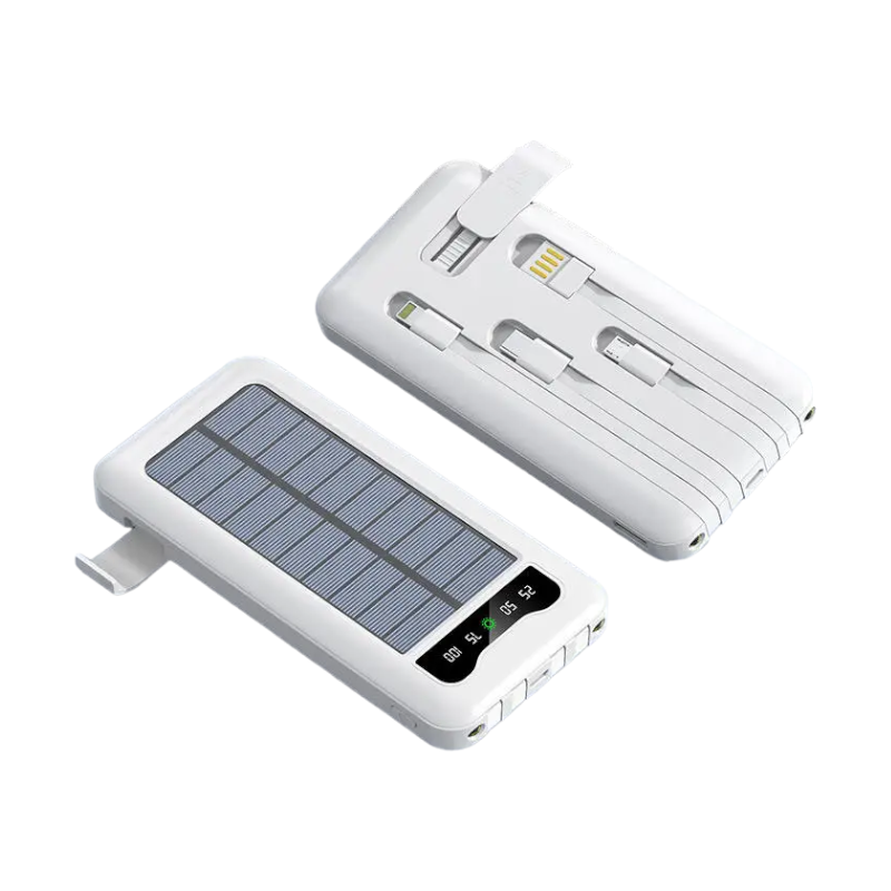 Powerbank with solar panel - 4in1 - 10.000mah - KJ495 - 810378 - White