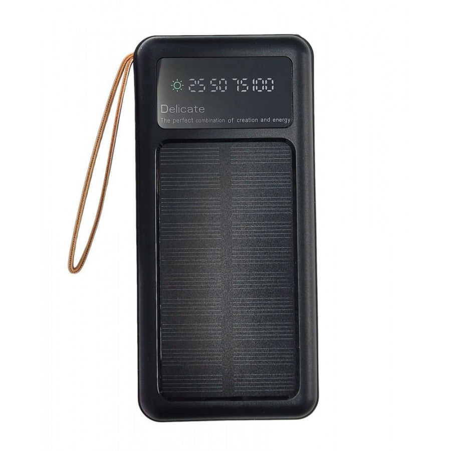 Powerbank with solar panel - 4in1 - 10.000mah - Y179 - 810385 - Black