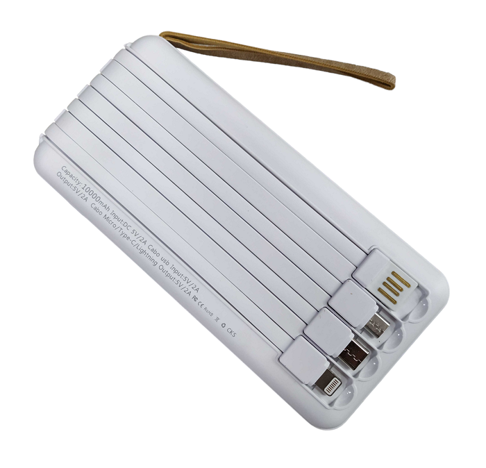 Powerbank with solar panel - 4in1 - 10.000mah - Y179 - 810385 - White
