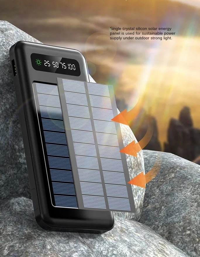 Powerbank with solar panel - 4in1 - 10.000mah - YM519 - 810392 - Black