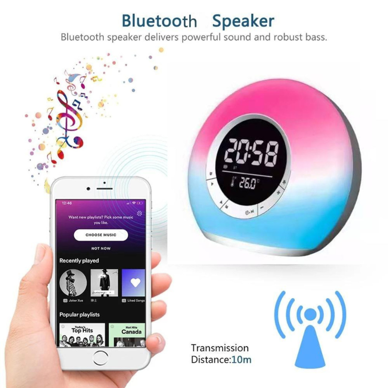 Ασύρματο ηχείο Bluetooth LED & ψηφιακό ρολόι - P11 - 810804