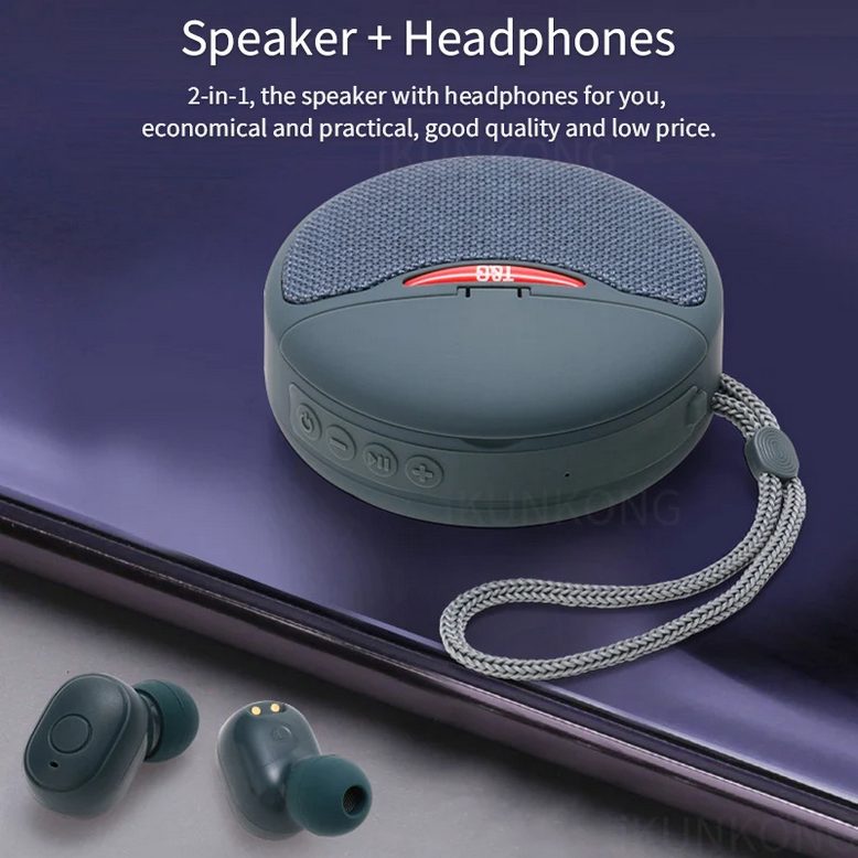 Ασύρματο ηχείο Bluetooth με ακουστικά - TG-808 - 883808 - Grey