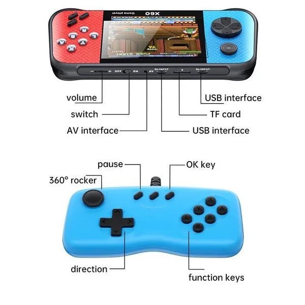 Portable Game Console with Controller - X60 - 887677 - Blue/Red